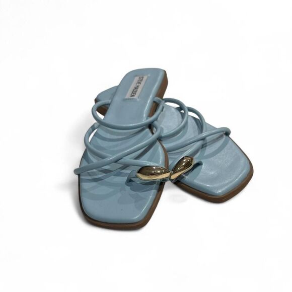 STEVE MADDEN Adriell Strappy Slide Sandal with Gold Toe Ring Size 8 (NWT) - Picture 1 of 4